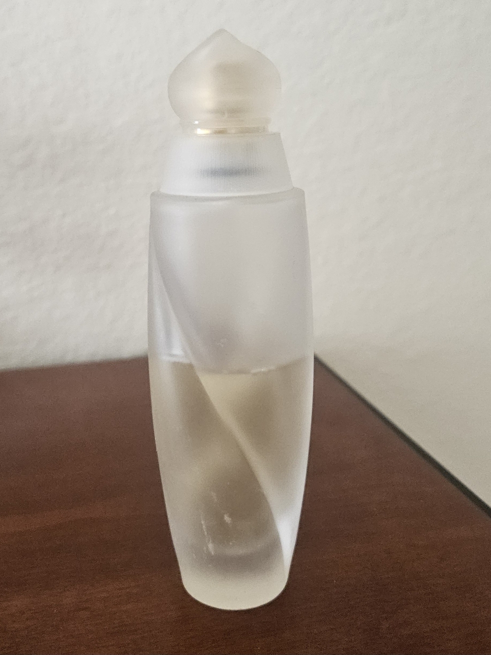 Escada Original Perfume Half Full Frosted White Glass Bottle with Pearl Top
